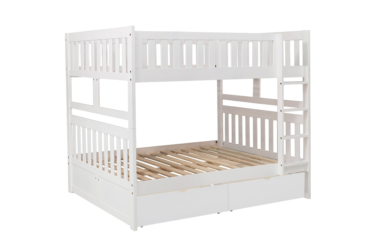 Galen White Full/Full Bunk Bed With Storage Boxes