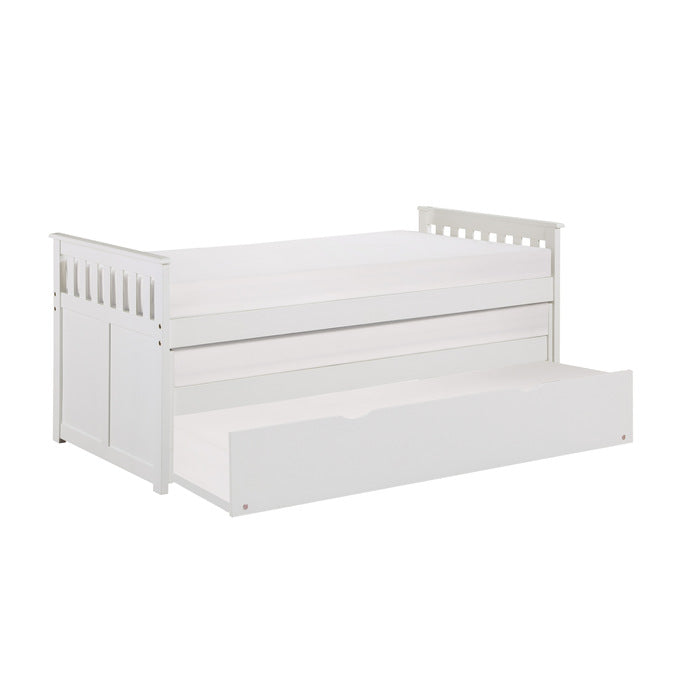 Galen White Twin/Twin Bed With Twin Trundle