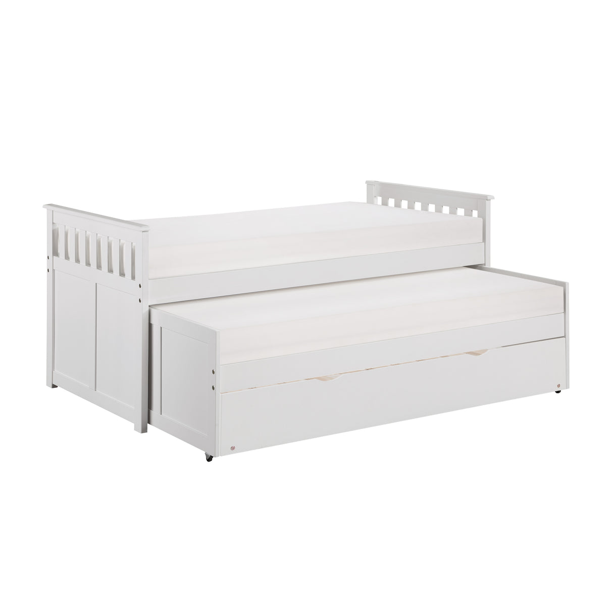 Galen White Twin/Twin Bed With Twin Trundle