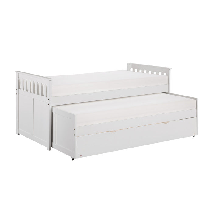 Galen White Twin/Twin Bed With Twin Trundle