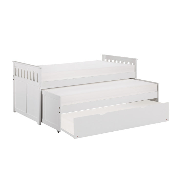 Galen White Twin/Twin Bed With Twin Trundle