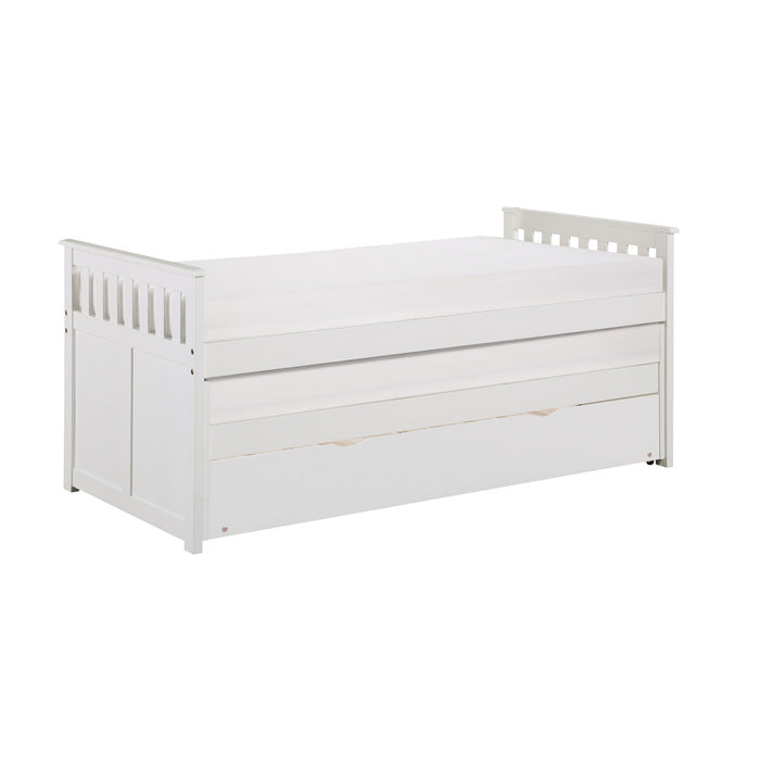 Galen White Twin/Twin Bed With Twin Trundle