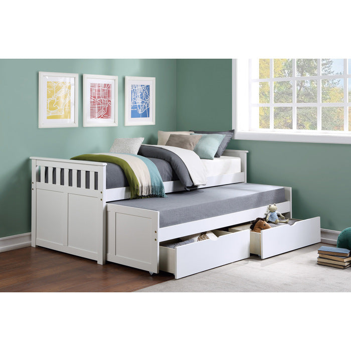 Galen White Twin/Twin Bed With Storage Boxes