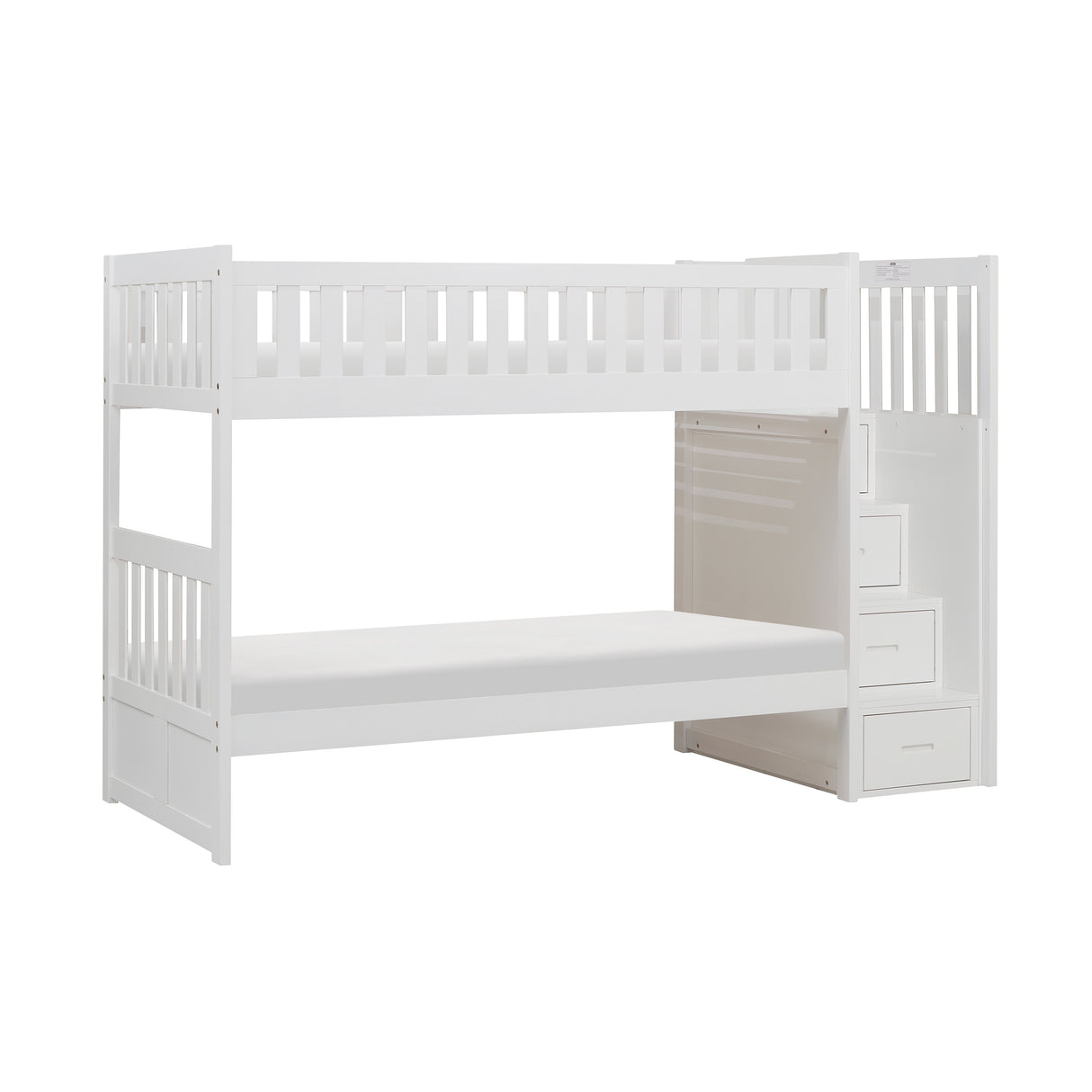 Galen White Twin/Twin Step Bunk Bed