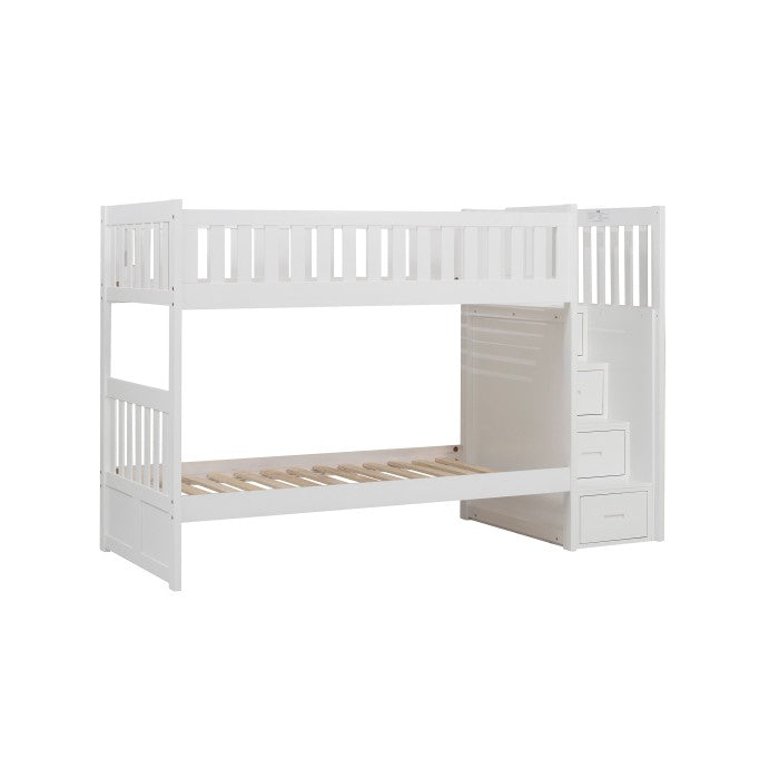 Galen White Twin/Twin Step Bunk Bed