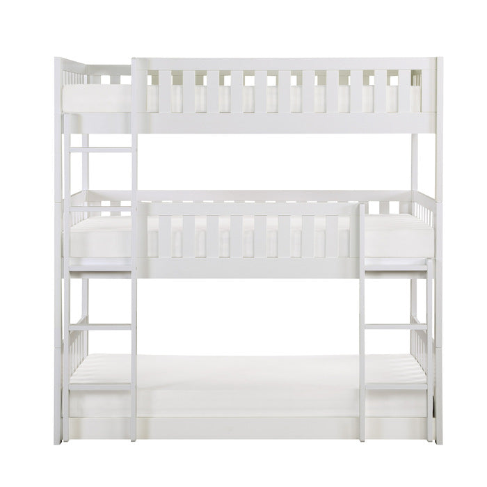 Galen White Triple Bunk Bed