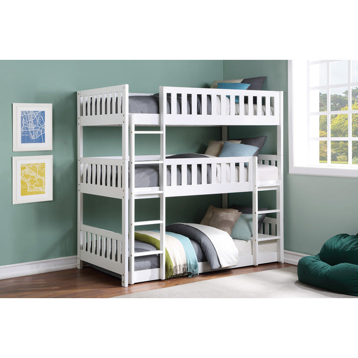 Galen White Triple Bunk Bed