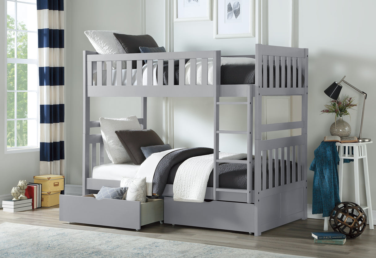Orion Gray Twin/Twin Bunk Bed With Storage Boxes