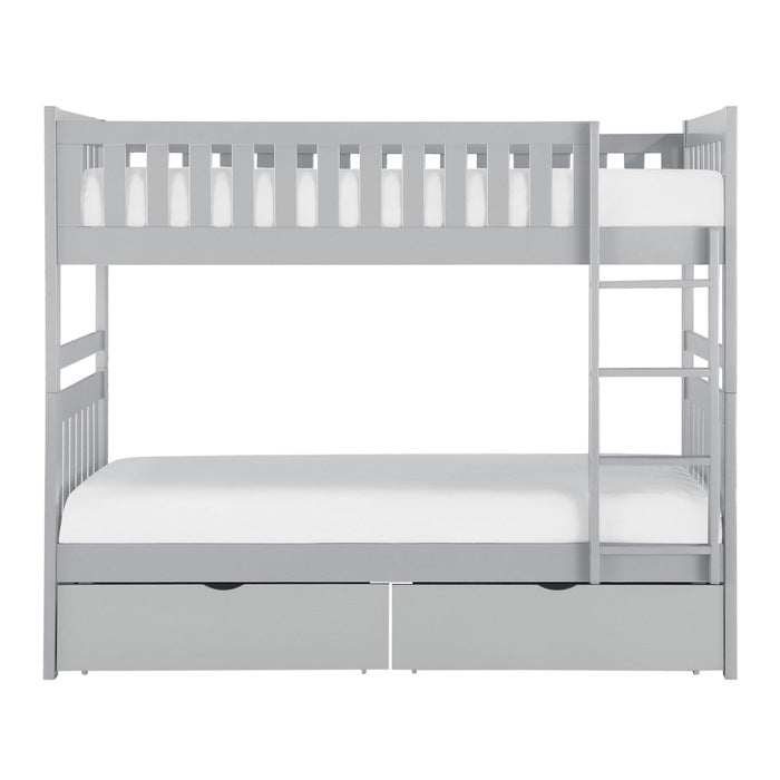 Orion Gray Twin/Twin Bunk Bed With Storage Boxes