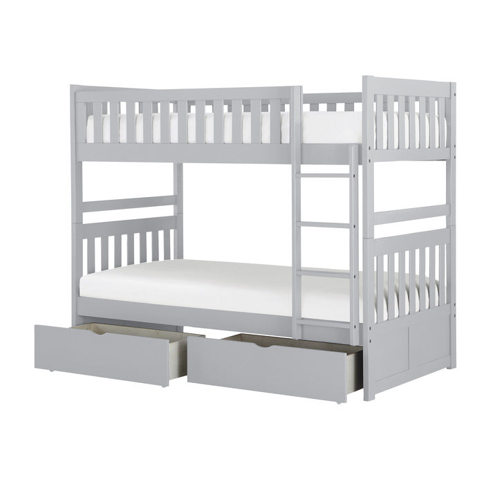 Orion Gray Twin/Twin Bunk Bed With Storage Boxes