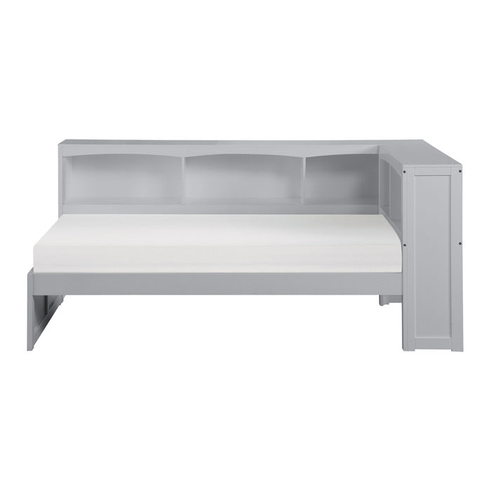 Orion Gray Twin Bookcase Corner Bed
