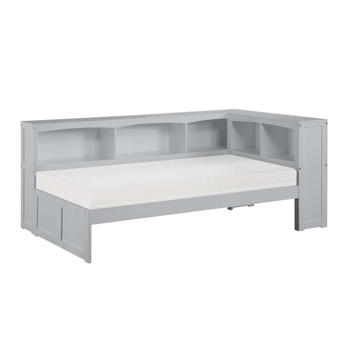 Orion Gray Twin Bookcase Corner Bed