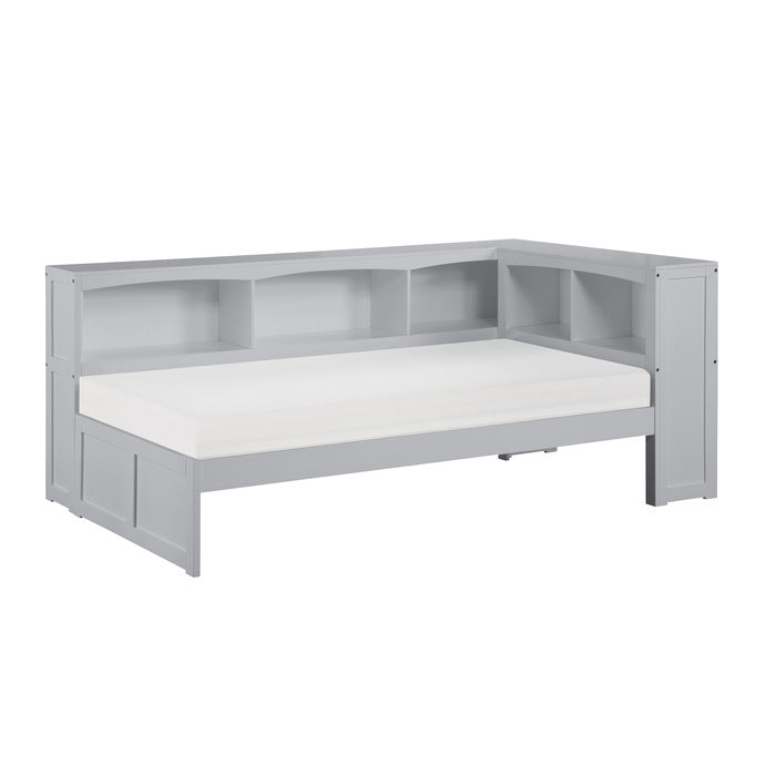 Orion Gray Twin Bookcase Corner Bed
