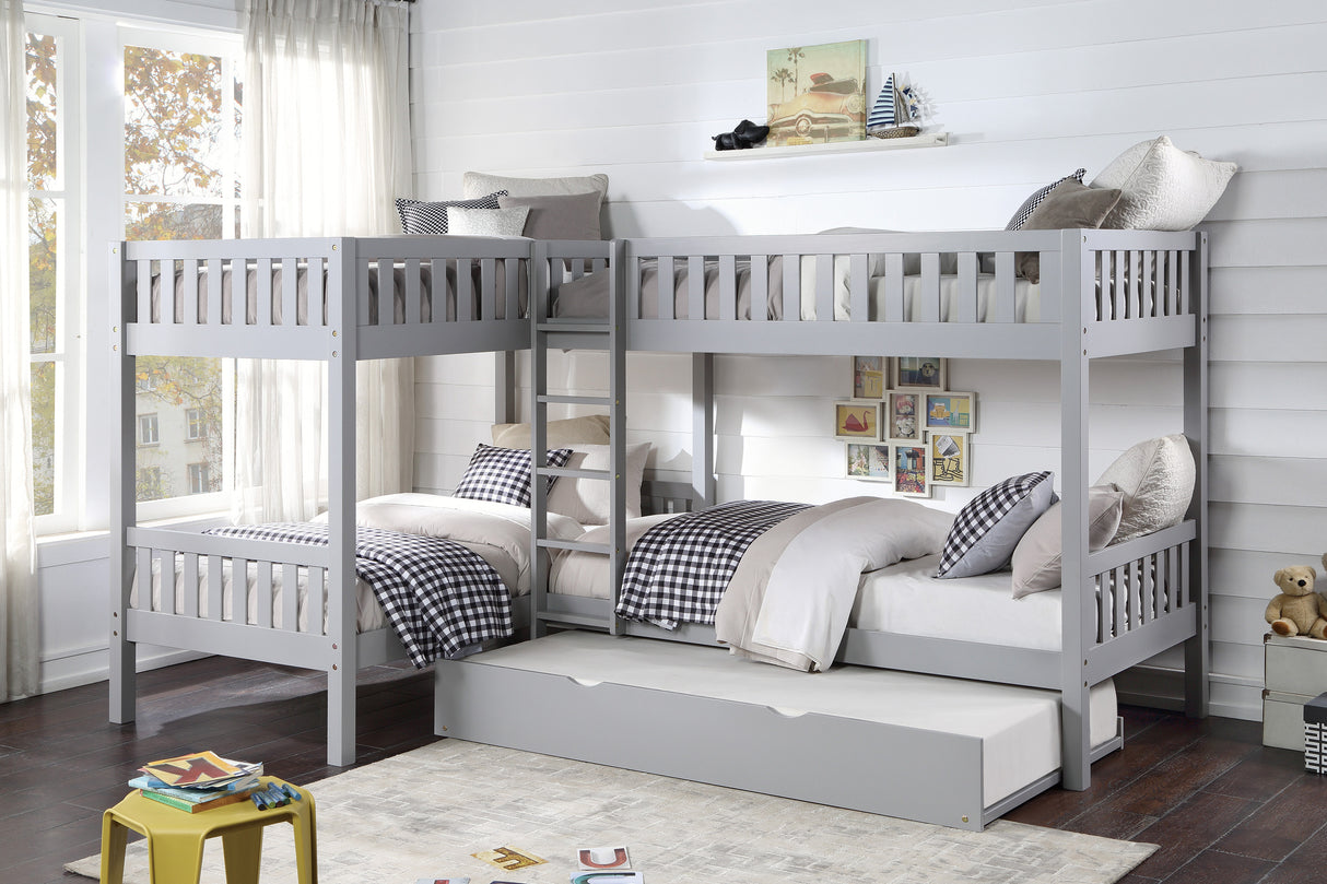 Orion Gray Corner Bunk Bed With Twin Trundle