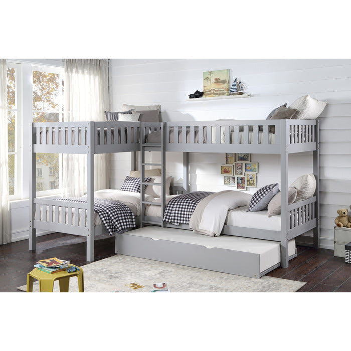 Orion Gray Corner Bunk Bed With Twin Trundle