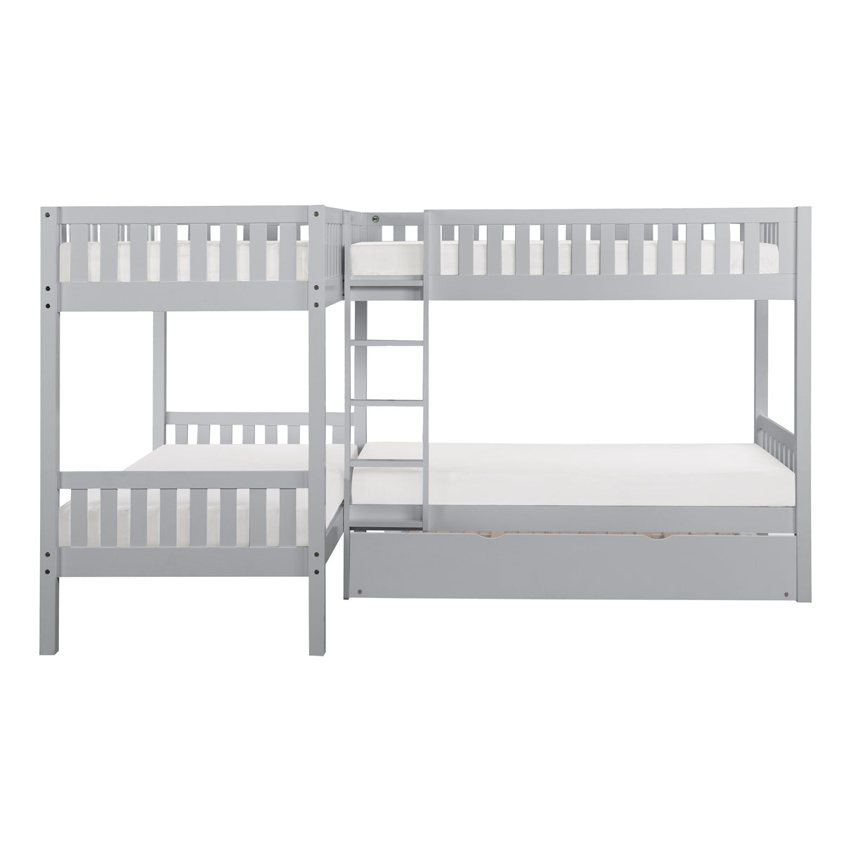 Orion Gray Corner Bunk Bed With Twin Trundle