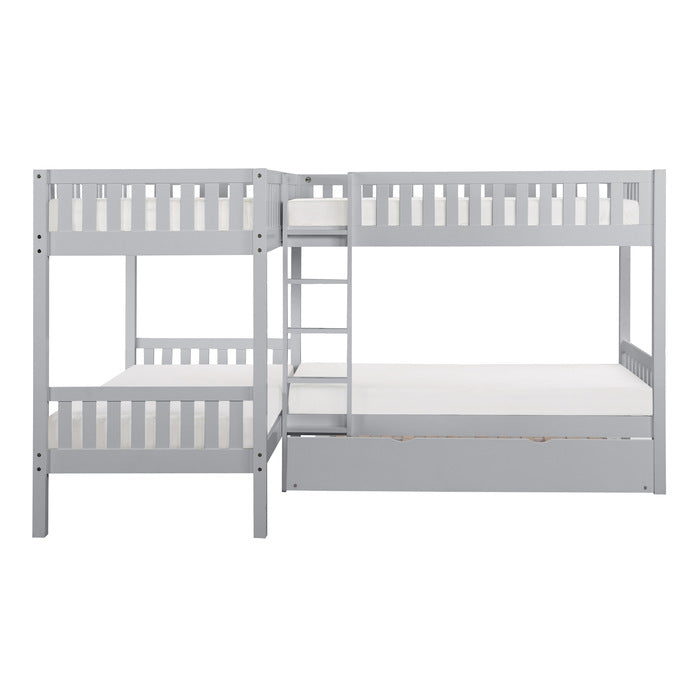 Orion Gray Corner Bunk Bed With Twin Trundle