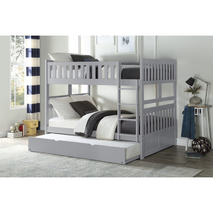Orion Gray Full/Full Bunk Bed With Twin Trundle