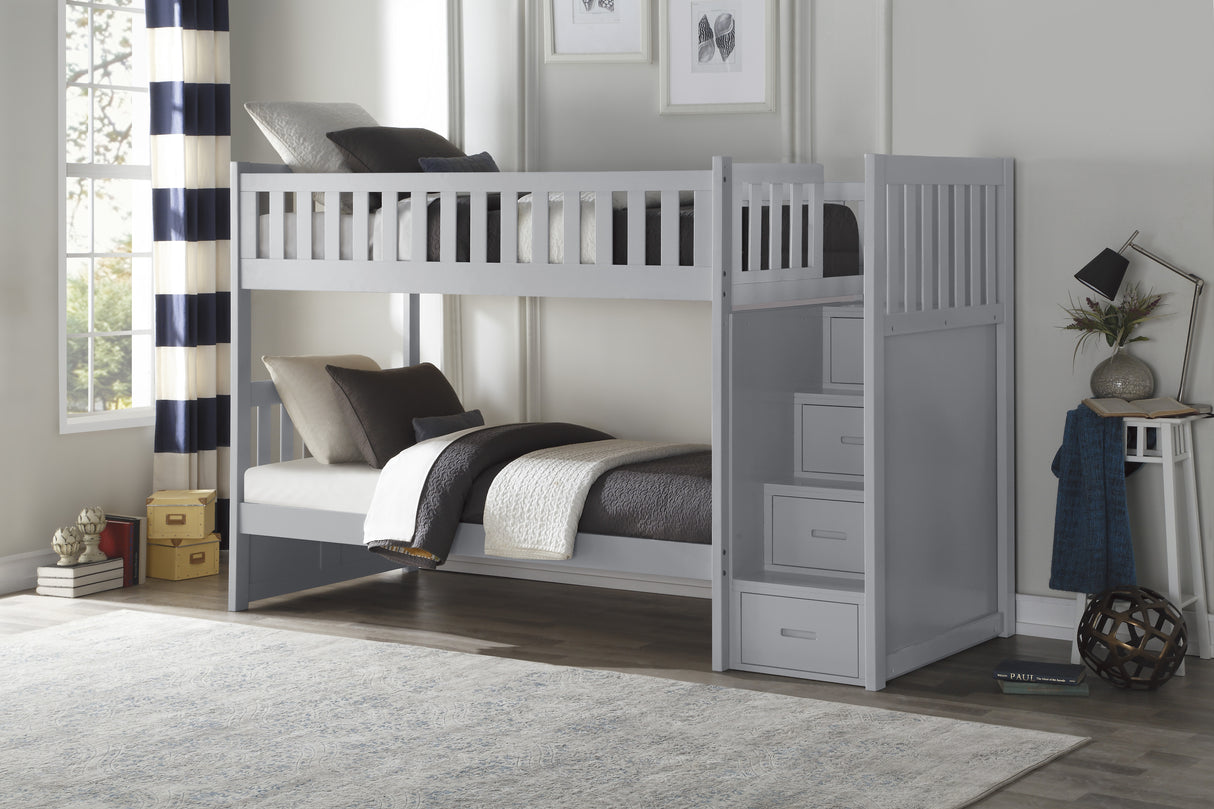 Orion Gray Twin/Twin Step Bunk Bed