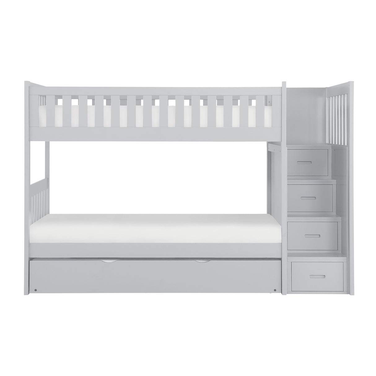 Orion Gray Twin/Twin Step Bunk Bed With Twin Trundle