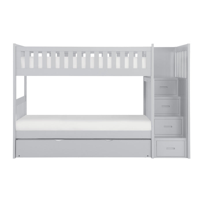 Orion Gray Twin/Twin Step Bunk Bed With Twin Trundle
