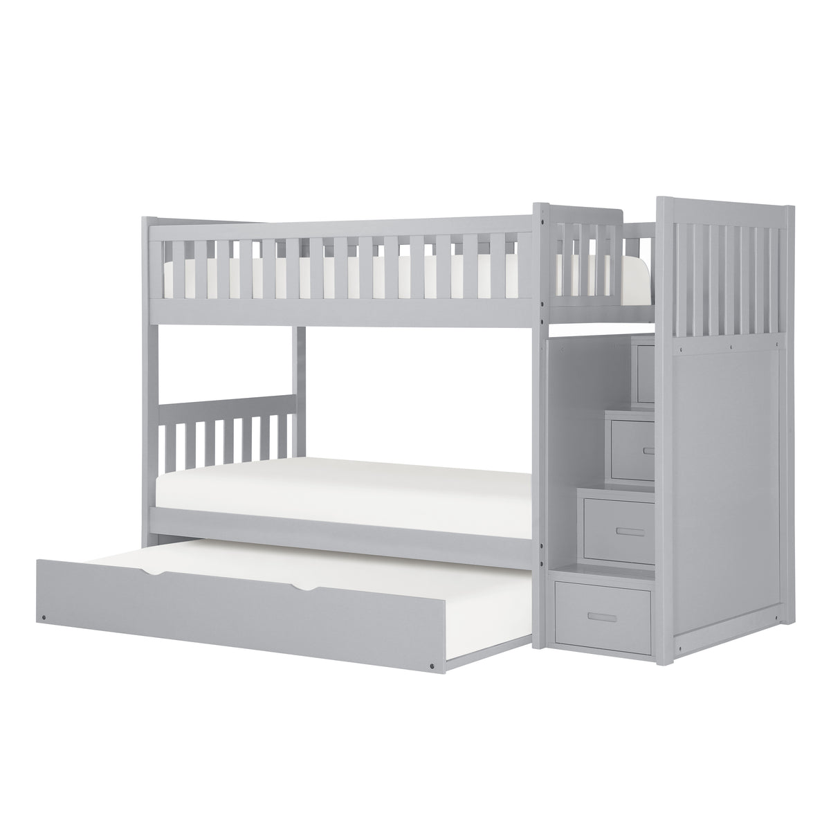 Orion Gray Twin/Twin Step Bunk Bed With Twin Trundle