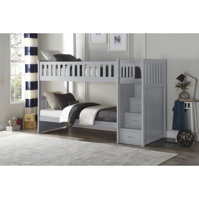 Orion Gray Twin/Twin Step Bunk Bed
