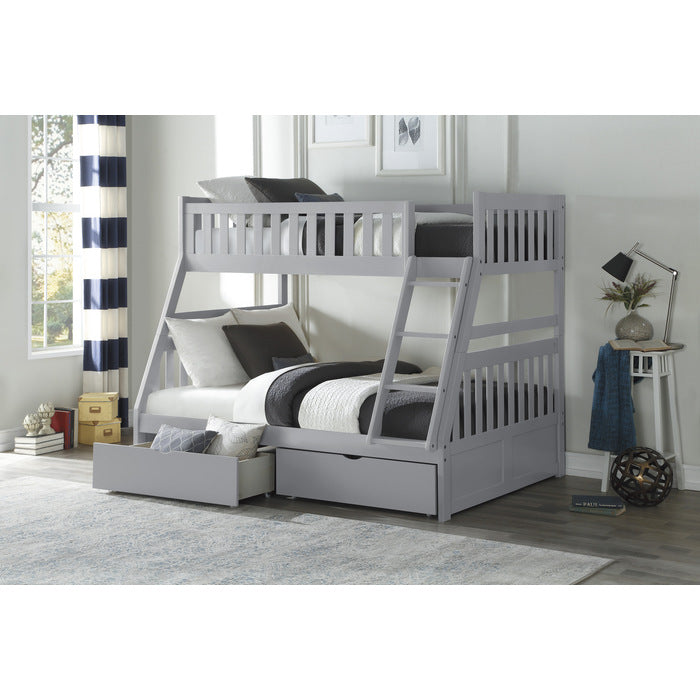 Orion Gray Twin/Full Bunk Bed With Storage Boxes