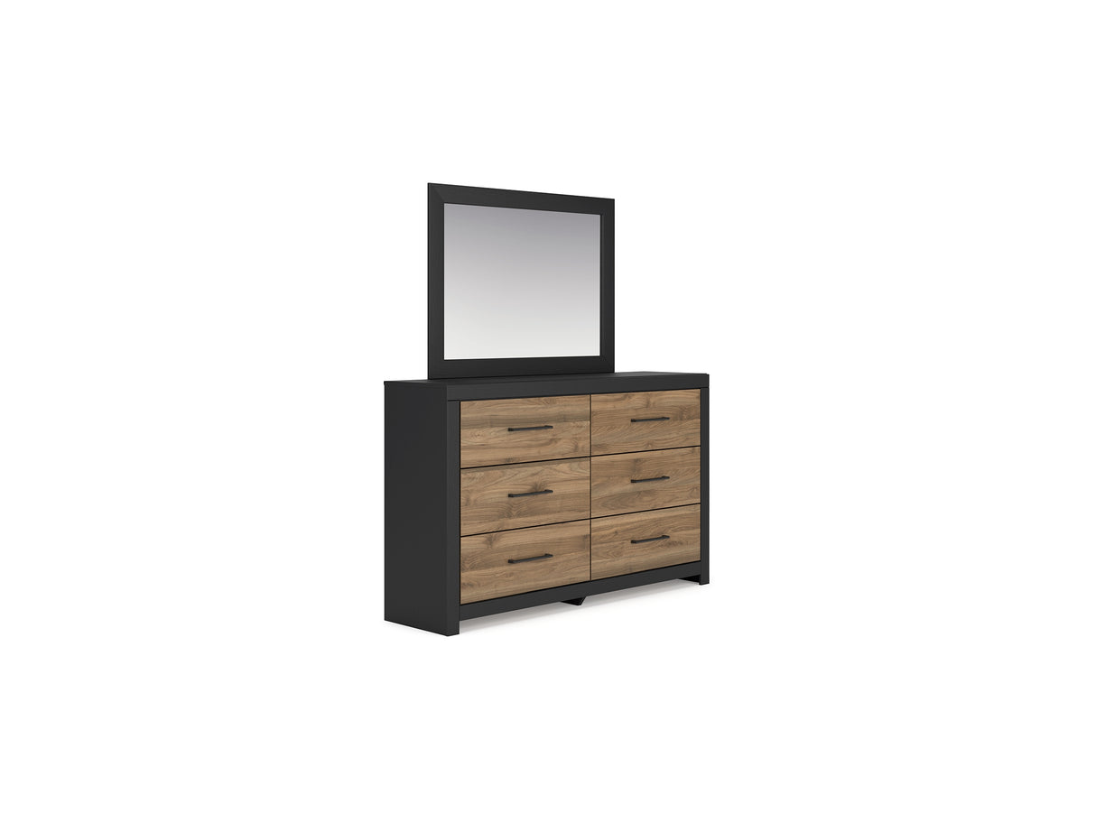 Vertani Black Queen Panel Bed, Dresser And Mirror