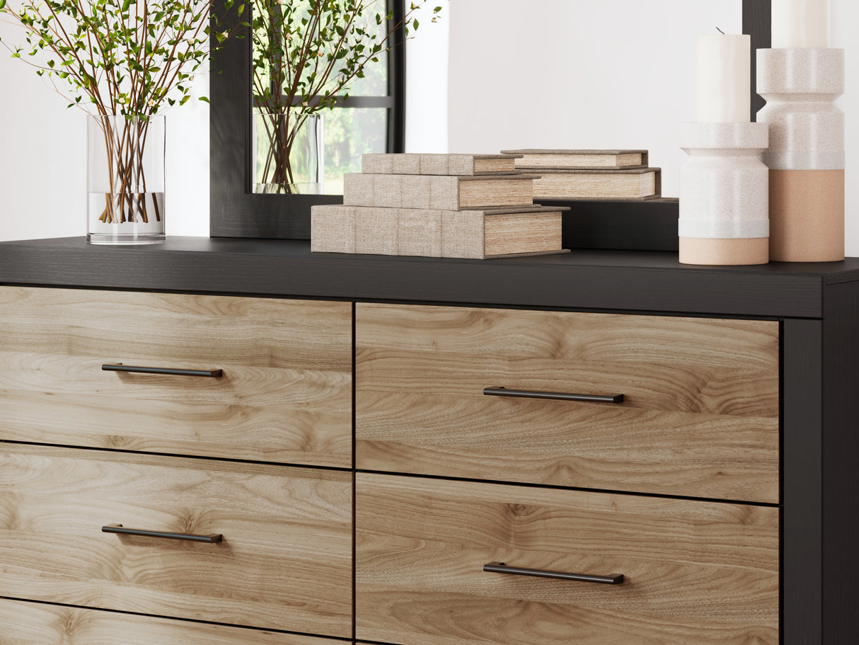 Vertani Black Twin Panel Bed, Dresser And Mirror