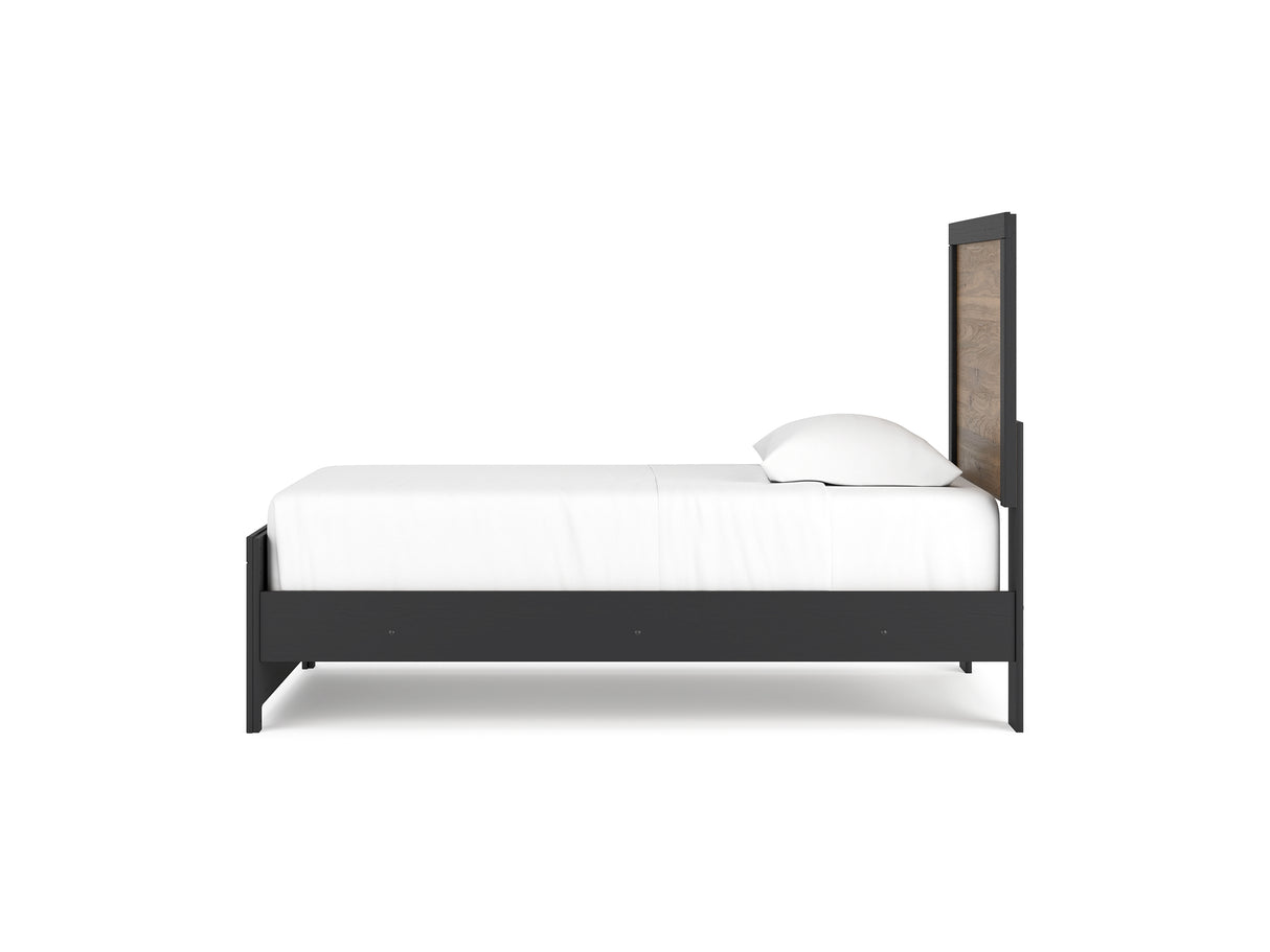 Vertani Black Twin Panel Bed, Dresser And Mirror