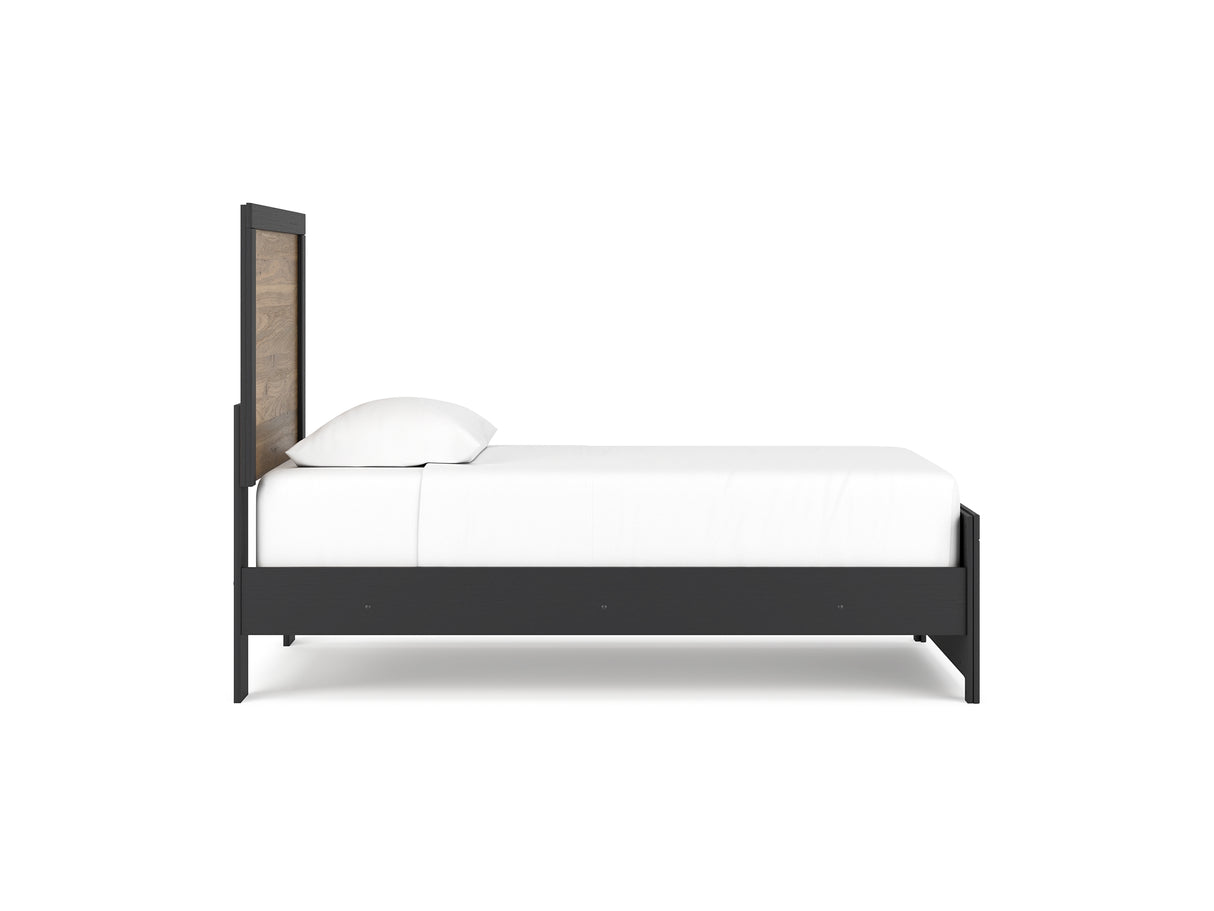Vertani Black Twin Panel Bed, Dresser And Mirror