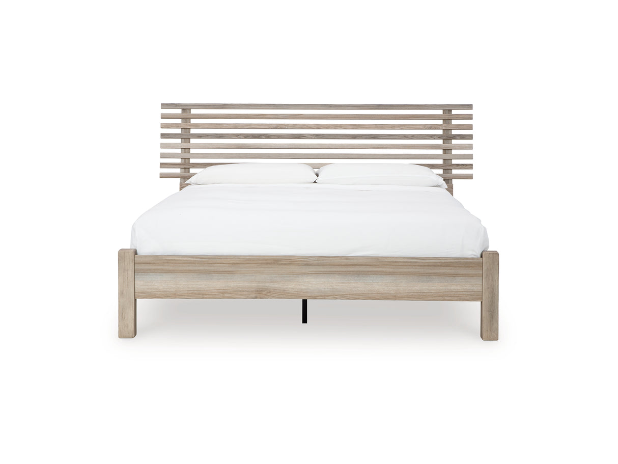 Hasbrick Tan Queen Slat Panel Bed