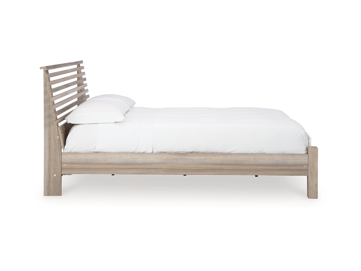 Hasbrick Tan Queen Slat Panel Bed