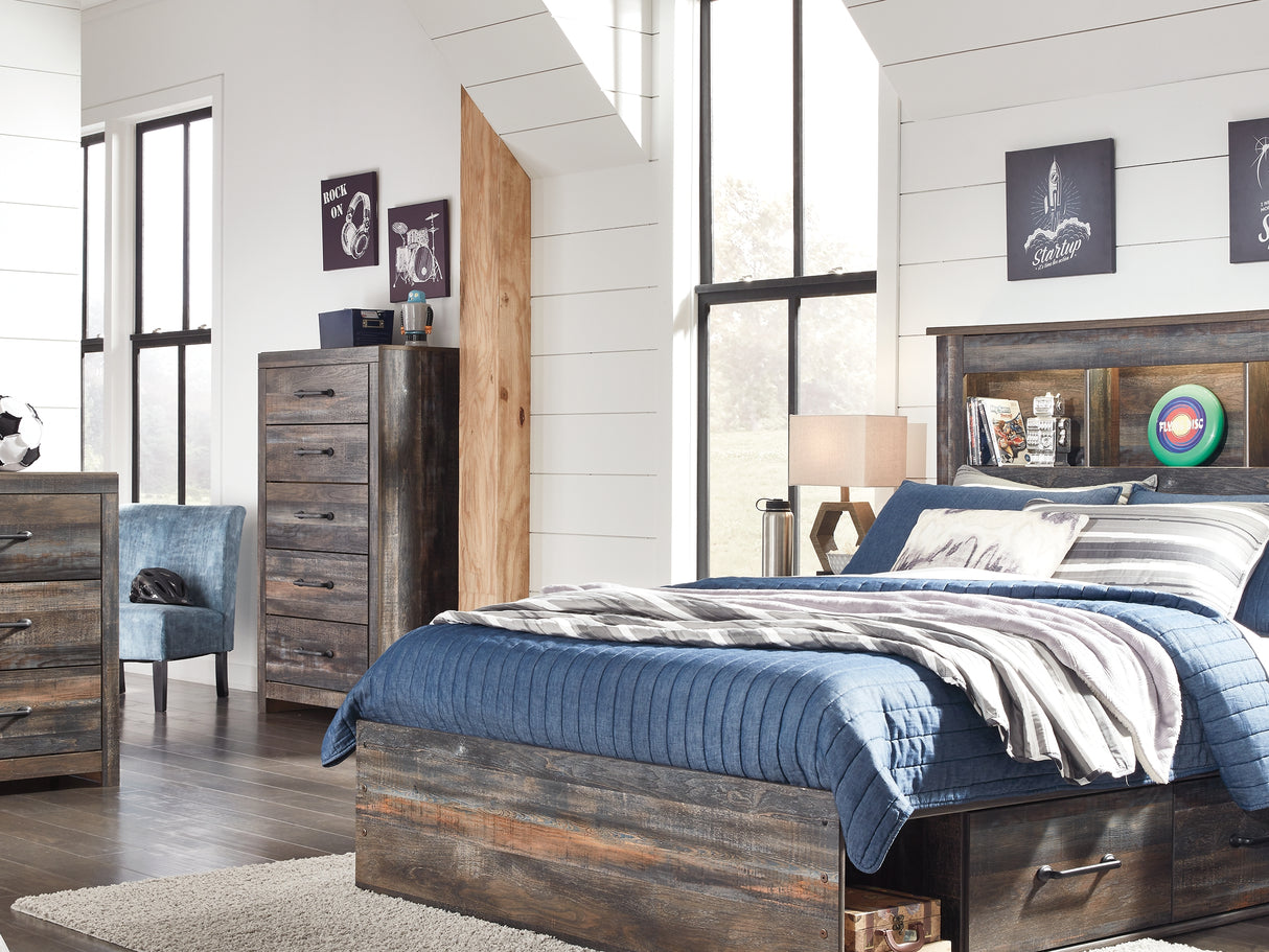 Drystan Multi Full Bookcase Bed With 2 Storage Drawers