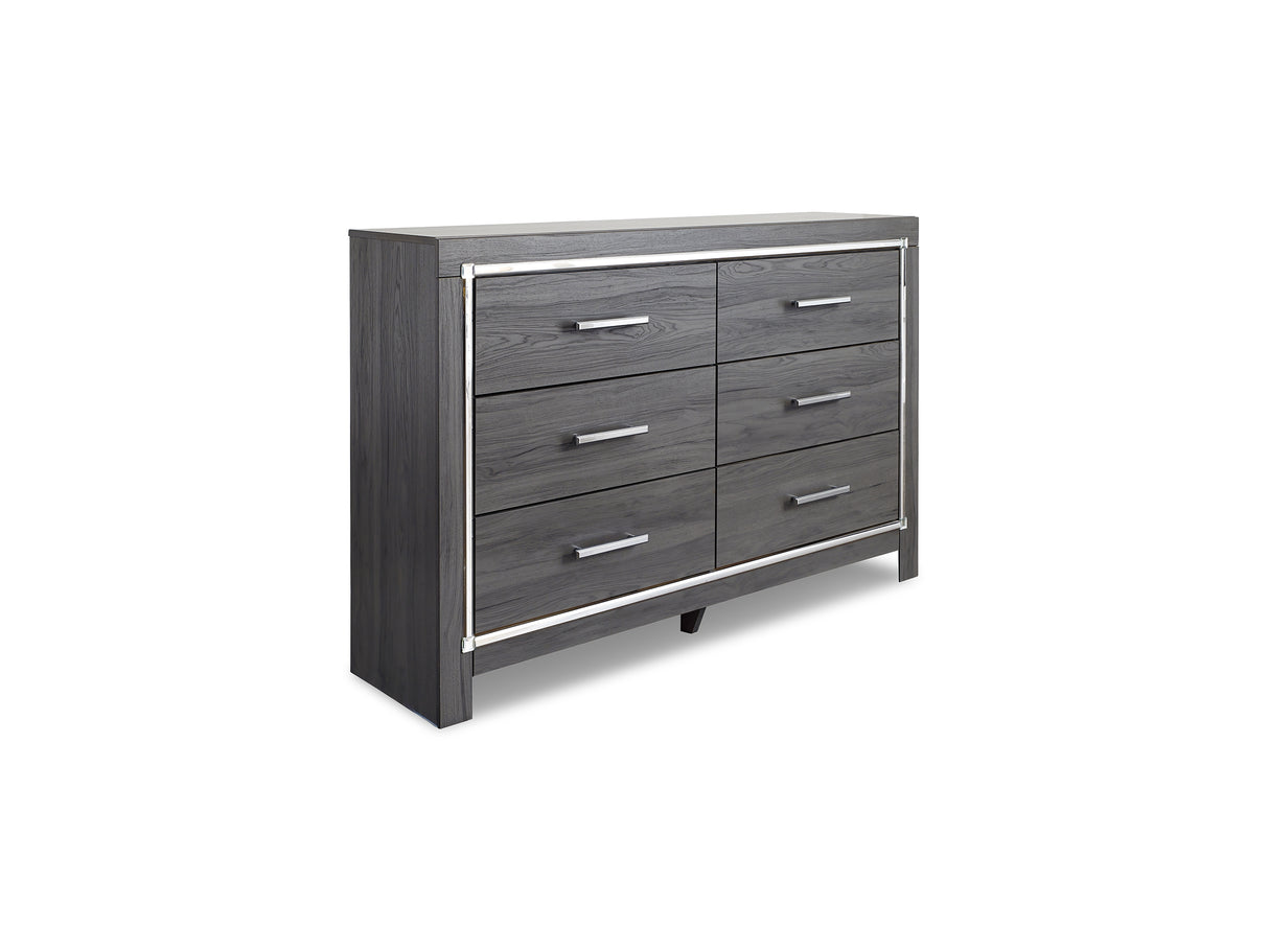 Lodanna Gray King Upholstered Panel Bed, Dresser And Nightstand