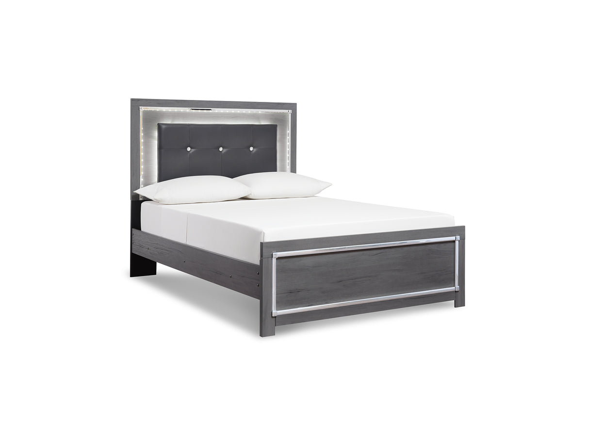 Lodanna Gray Full Upholstered Panel Bed, Dresser, Mirror, And Nightstand