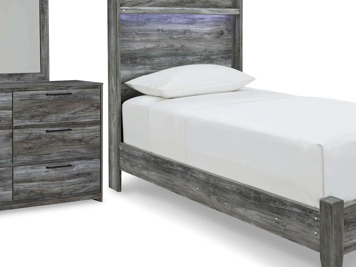 Baystorm Gray Twin Panel Bed, Dresser And Mirror