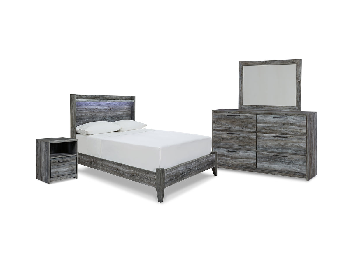 Baystorm Gray Full Panel Bed, Dresser, Mirror And Nightstand