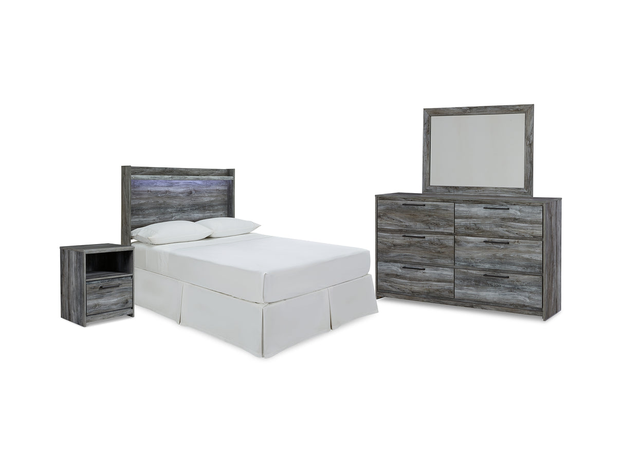 Baystorm Gray Full Panel Bed Headboard, Dresser, Mirror And Nightstand