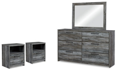Baystorm Gray Dresser, Mirror And 2 Nightstands