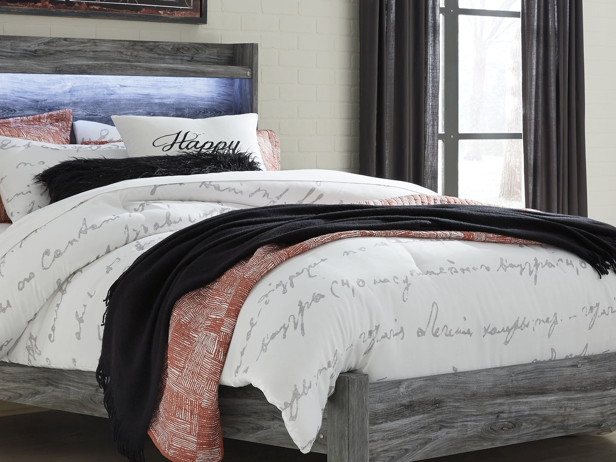 Baystorm Gray Queen Panel Bed, Dresser, Mirror And Nightstand