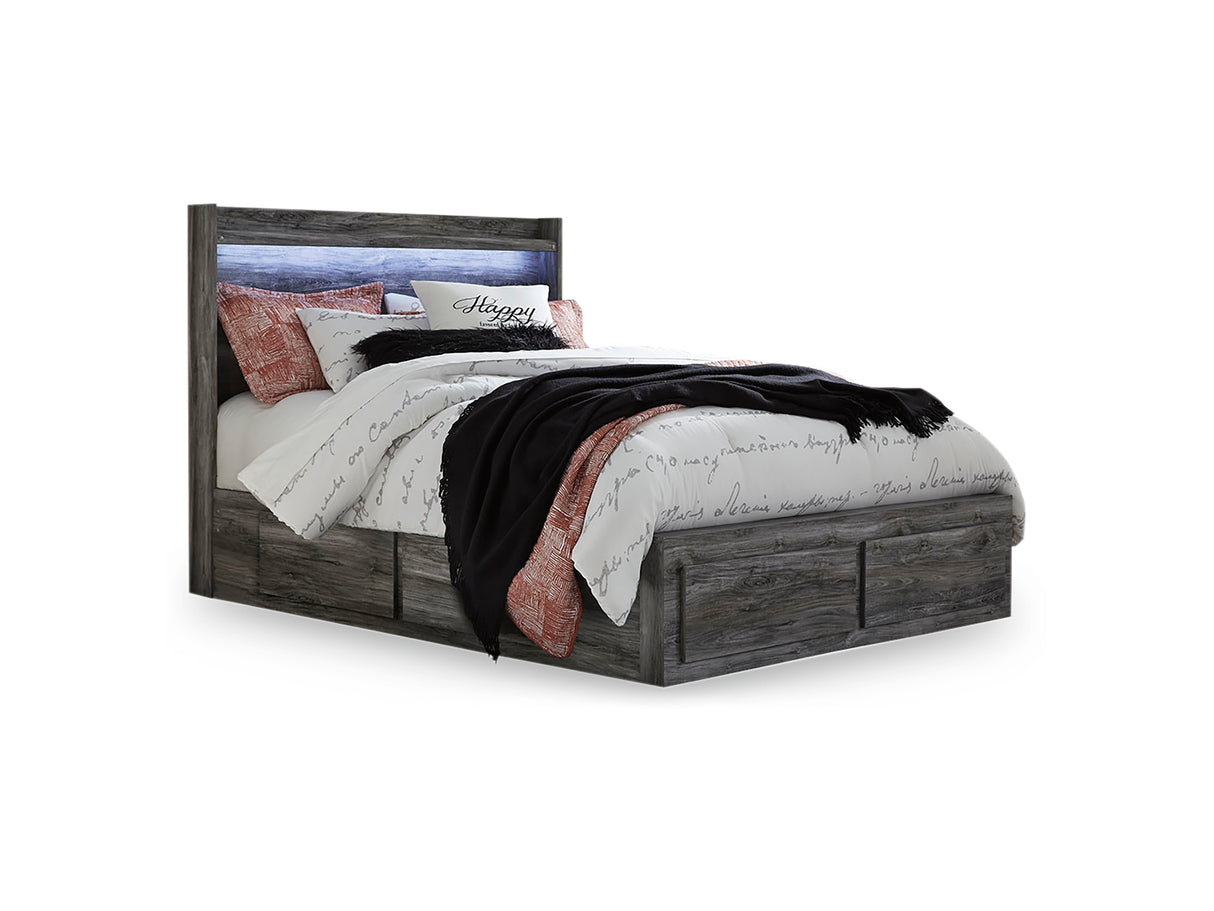Baystorm Gray Queen Panel Bed With 4 Storage Drawers