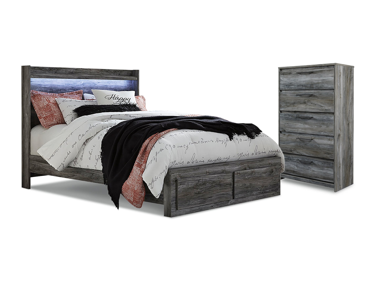 Baystorm Gray Queen Panel Storage Bed With Chest