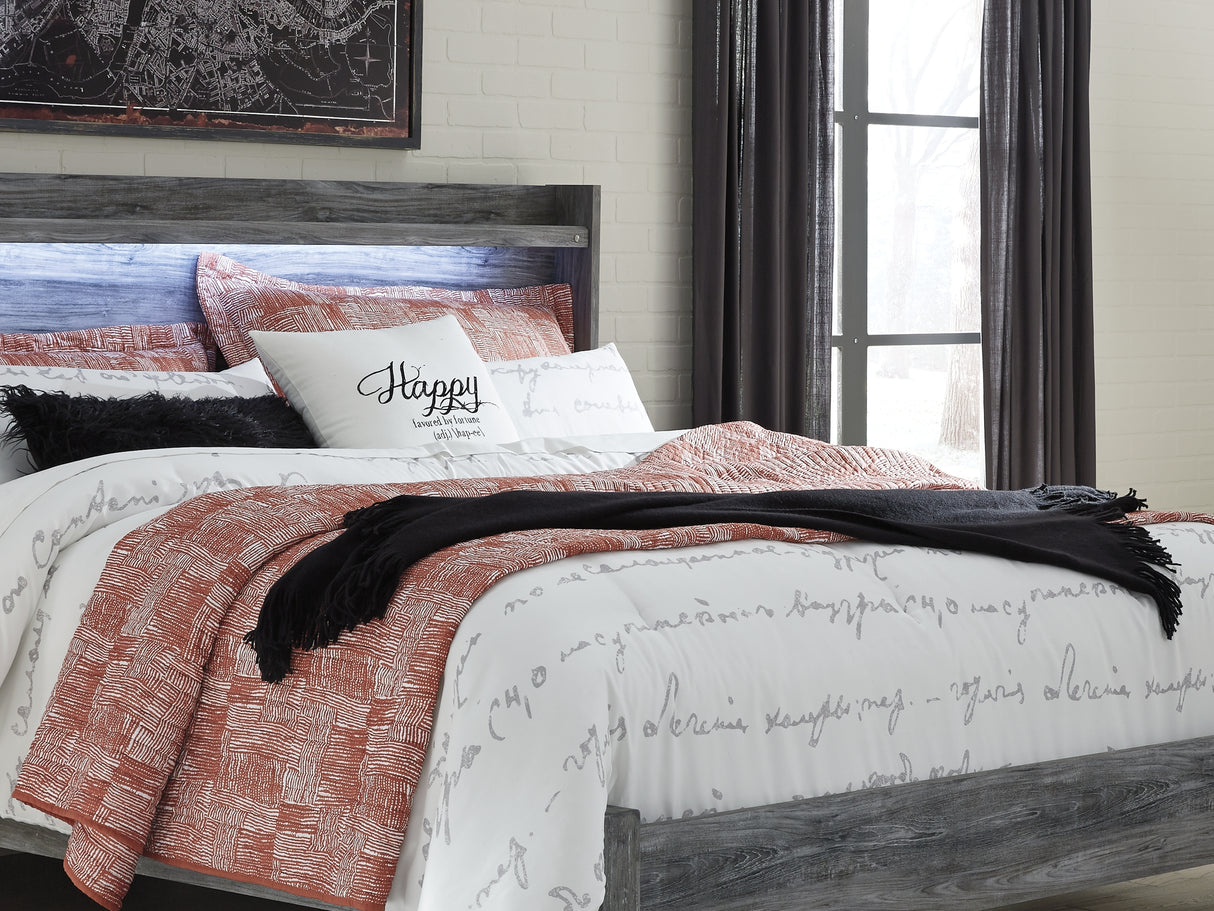 Baystorm Gray King Panel Bed, Dresser, Mirror And Chest