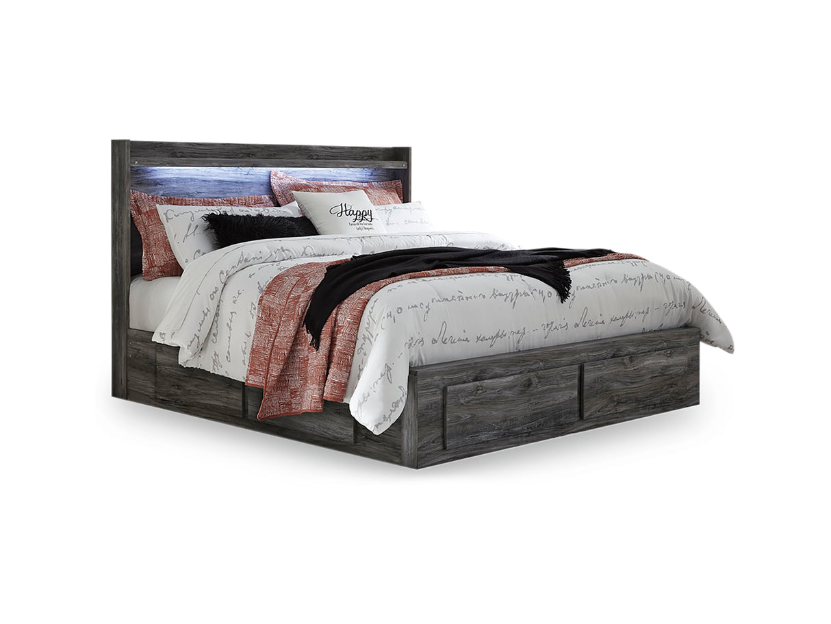 Baystorm Gray King Panel Bed With 6 Storage Drawers