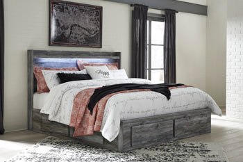 Baystorm Gray King Panel Bed With 6 Storage Drawers