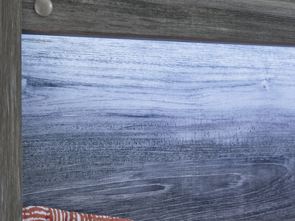 Baystorm Gray King Panel Bed, Dresser, Mirror, And Nightstand