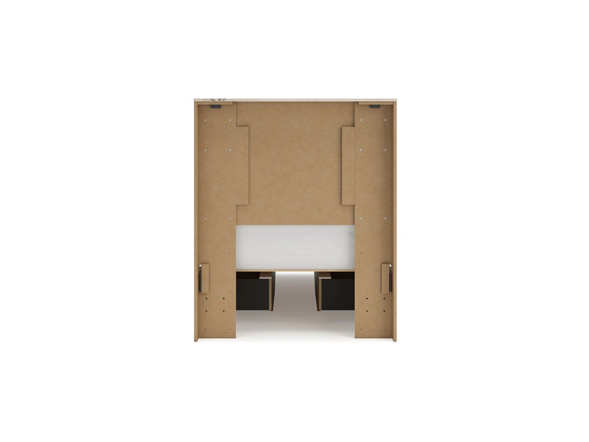 Lawroy Light Natural Twin Panel Bed With Storage, Dresser And Mirror