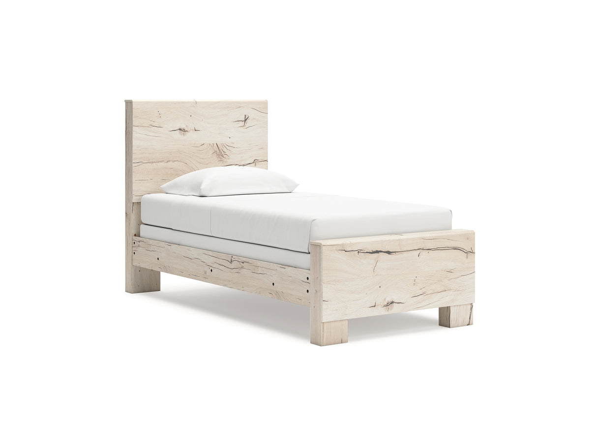 Lawroy Light Natural Twin Panel Bed, Dresser And Mirror